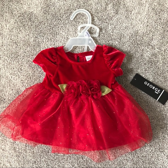red velvet infant dress